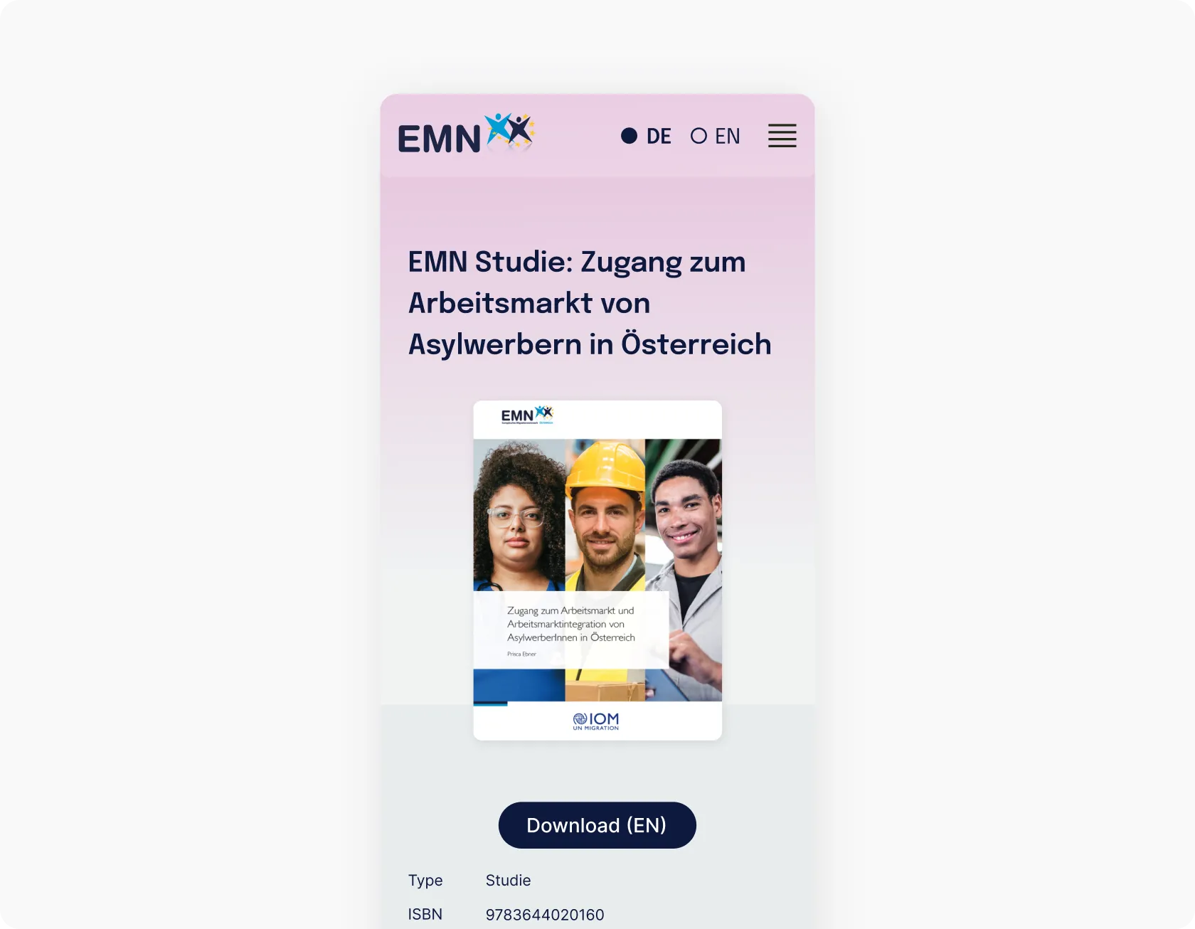 Drupal EMN Website mobile Ansicht