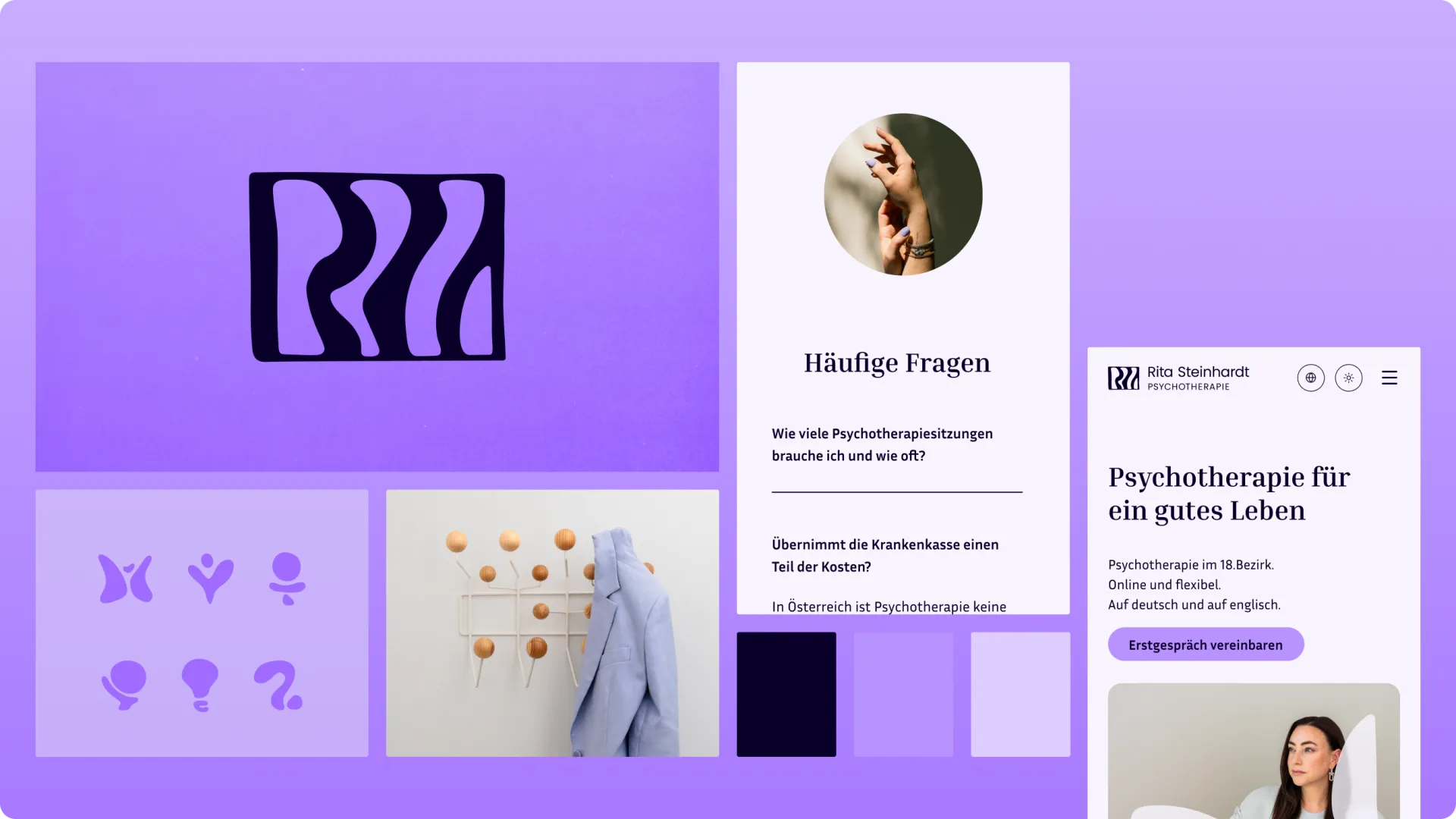 Übersicht Branding und Webdesign Rita Steinhardt - Psychotherapie