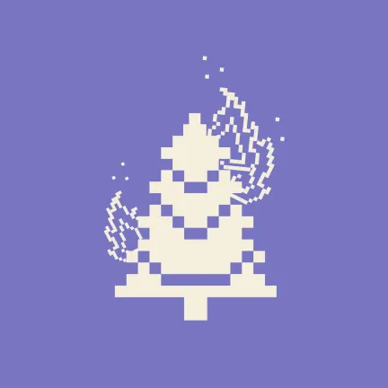 Pixel-Grafik eines brennender Weihnachtsbaums