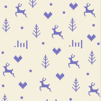 Geschenkpapier in Pixelgrafik mit lowfidelity Logo, Christbaum, Herz und Hirsch